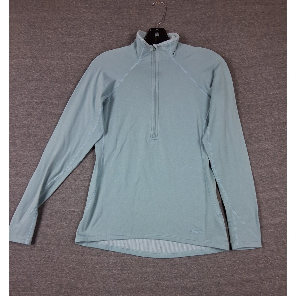 Patagonia Womens‎ Sweater M Blue 1/4 Zip Capilene Fleece Performance Baselayer